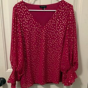 1. State Fuchsia Blouse with Metallic Accents